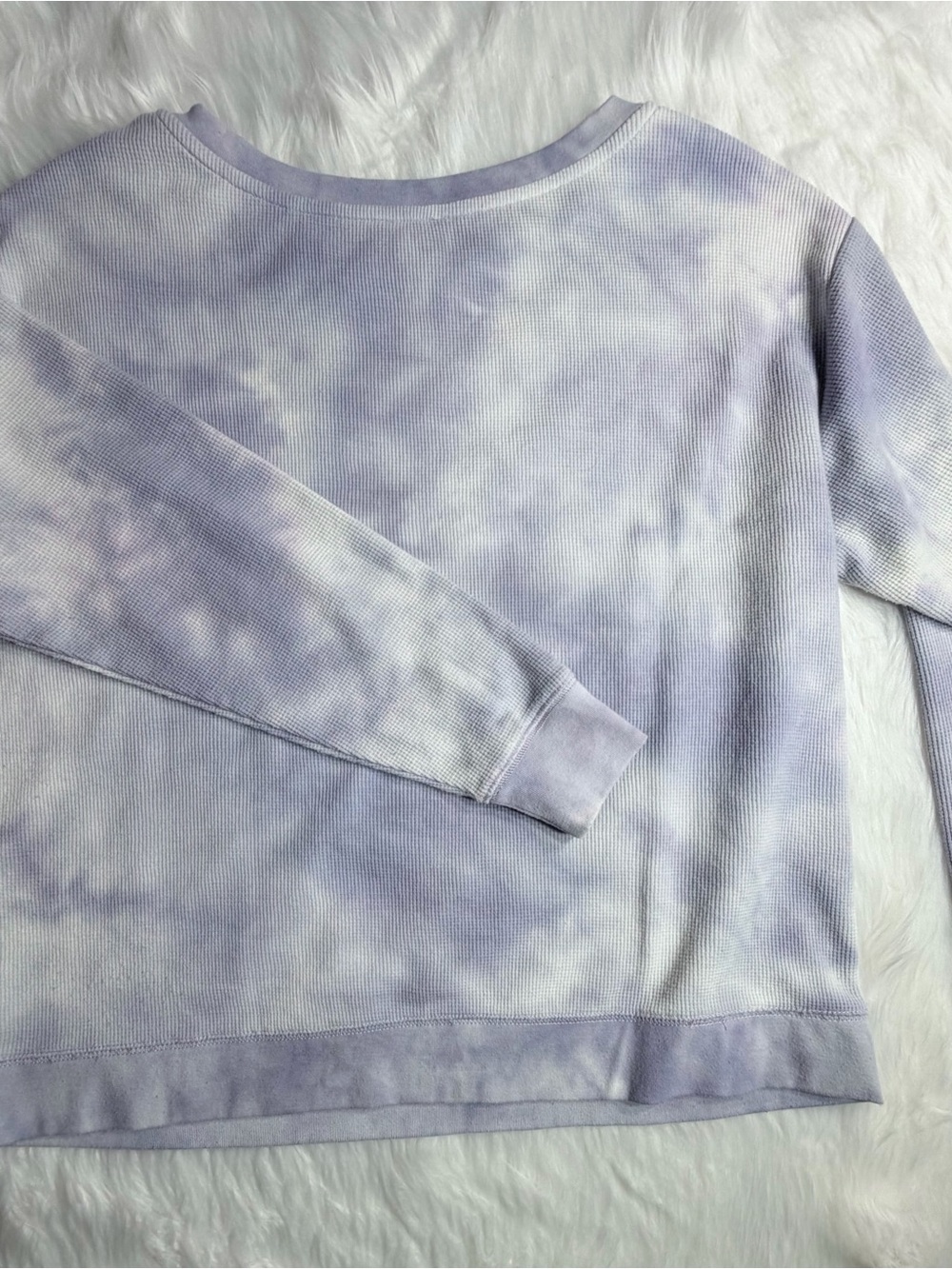 Splendid Gray Waffle Knit Tie Dye Pullover Sweatshirt Small - Picture 13 of 14